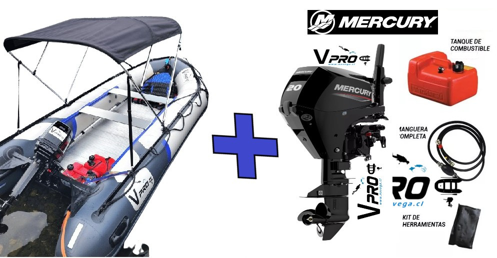 BOTE VPRO420SE CON TECHO + MFB MERCURY 20 HP e.f.i 4T PATA corta